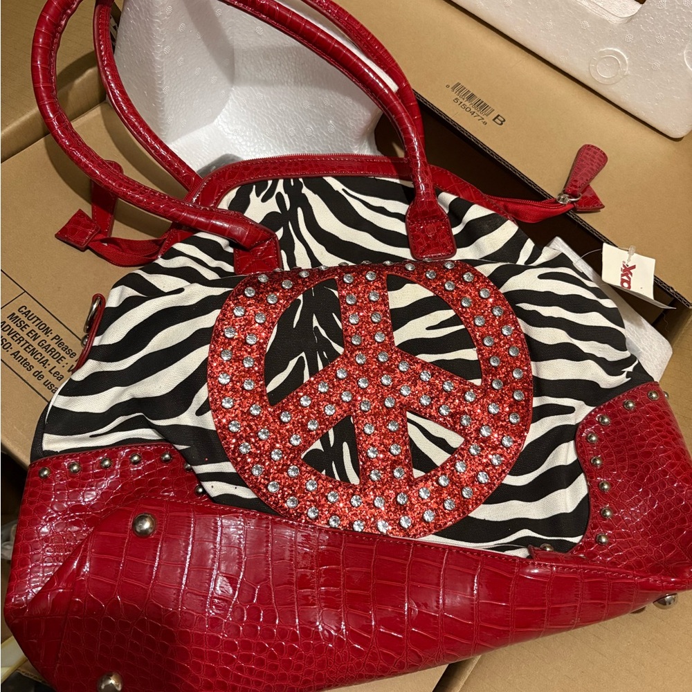 Red Zebra Print Women's Bag